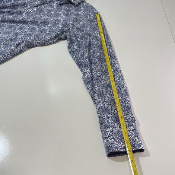 GEORG ROTH Los Angeles Designer Men’s Paisley Dress Shirt Blue White Floral XL - Picture 7 of 9